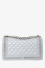 Pre-Loved Chanel™ 2019-2020 Grey Leather Quilted Medium Boy Bag SHW