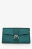 Delvaux Green Metallic Leather Brilliant Wallet On Chain SHW