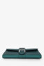 Delvaux Green Metallic Leather Brilliant Wallet On Chain SHW