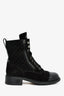 Pre-Loved Chanel™ 2018 Black Quilted Suede Lace Up Boots Size 37