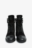 Pre-Loved Chanel™ 2018 Black Quilted Suede Lace Up Boots Size 37