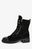 Pre-Loved Chanel™ 2018 Black Quilted Suede Lace Up Boots Size 37
