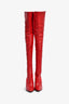 Fendi Red Leather/Knit Over The Knee 'Rockoko' Heeled Boots Size 37