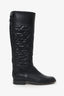 Pre-Loved Chanel™ Black Leather Quilted Knee High Boots Size 39