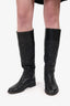 Pre-Loved Chanel™ Black Leather Quilted Knee High Boots Size 39