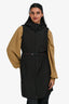 'S Max Mara Black Nylon Belted Midi Vest With Detachable Hood Size 6