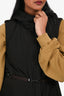 'S Max Mara Black Nylon Belted Midi Vest With Detachable Hood Size 6