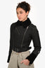 Burberry Brit Black Nylon Shearling-Trimmed Cropped Jacket Size 2