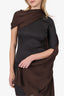Lanvin Brown Draped Detail Knee Length Dress Estimated Size S