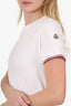 Moncler White Cotton Tricolour Trimmed Slim Fit T-Shirt Size XS