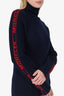 Moncler Navy/Red Wool Logo Sleeve Turtleneck Sweater Size S