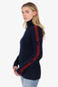 Moncler Navy/Red Wool Logo Sleeve Turtleneck Sweater Size S