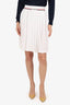 Miu Miu White Pleated 'Miu Miu' Knit Waistband Skirt Size 38