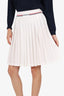 Miu Miu White Pleated 'Miu Miu' Knit Waistband Skirt Size 38