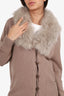 Brunello Cucinelli Taupe Cashmere/Shearling Collar Cardigan Size M