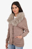 Brunello Cucinelli Taupe Cashmere/Shearling Collar Cardigan Size M