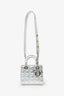Christian Dior 2017 Silver Metallic Leather Cannage Small Lady Dior With Strap