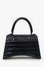Balenciaga Croc Embossed Leather 'Crew' Hourglass Bag With Strap