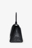 Balenciaga Croc Embossed Leather 'Crew' Hourglass Bag With Strap