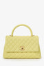 Pre-Loved Chanel™ 2017-18 Yellow Caviar Leather Medium 'Coco' Top Handle With Strap