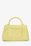 Pre-Loved Chanel™ 2017-18 Yellow Caviar Leather Medium 'Coco' Top Handle With Strap