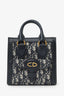 Christian Dior Navy Canvas/Leather Oblique Mini Tote Bag With Strap