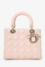 Christian Dior 2017 Pink Leather Medium Lady Dior Bag With Strap