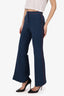 Burberry Navy Blue/Red Top Stitch Flare Pants Estimated Size XS