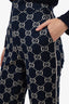Gucci Navy/Cream Knit 'GG' Monogram Pants Size 36