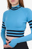 Versace Blue/Black Ribbed Knit Long Sleeve Crop Top Size 38