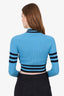 Versace Blue/Black Ribbed Knit Long Sleeve Crop Top Size 38