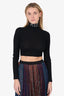 Pucci Black Wool Ribbed Knit Long Sleeve Crop Top Size S