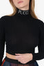 Pucci Black Wool Ribbed Knit Long Sleeve Crop Top Size S