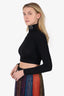 Pucci Black Wool Ribbed Knit Long Sleeve Crop Top Size S