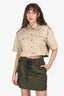 Sandro Beige Cotton 'Indiana' Cropped Button Down Shirt Size 1