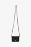 Pre-Loved Chanel™ 2021+ Black Caviar Leather Small Flap Card Holder On Chain Champagne Hardware