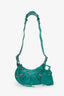 Balenciaga Green Leather Croc Embossed/Crystal 'Le Cagole' Handbag