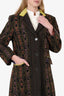 Etro Green Wool Patterned Single Breasted Coat Size 46