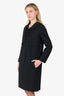 Paule Ka Black Wool Bow Detail Coat Size 38