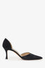 Manolo Black Satin Pointed Heels Size 37