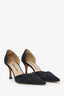 Manolo Black Satin Pointed Heels Size 37