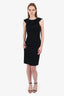 Emilio Pucci Black Wool Sleeveless Ruffle Detail Knee Length Dress Size 36