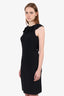 Emilio Pucci Black Wool Sleeveless Ruffle Detail Knee Length Dress Size 36