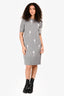 Thom Browne Grey Wool 'Kite' Print Knit Midi Dress Size 2