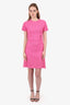 Dolce & Gabbana Pink Wool Tweed Knee Length Short Sleeve Dress Size 38