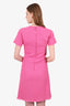 Dolce & Gabbana Pink Wool Tweed Knee Length Short Sleeve Dress Size 38