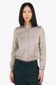 Judith & Charles Taupe/Beige Quilted Satin Bomber Jacket Size 2