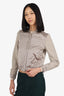 Judith & Charles Taupe/Beige Quilted Satin Bomber Jacket Size 2