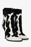 Jimmy Choo Black/White Suede/Snakeskin Cowboy Boots Size 37