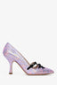 Miu Miu Pink/Purple/Black Embroidered Bow Detailed Heels Size 36.5